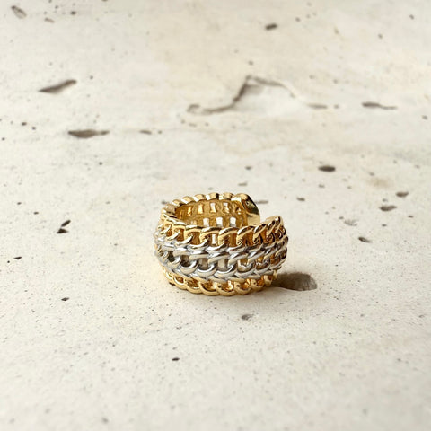 Earcuff cadena dorado y plateado