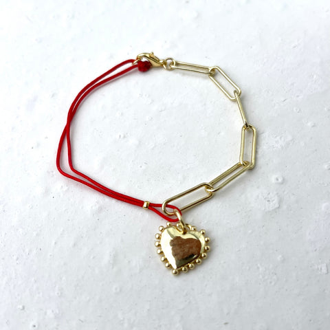 Pulsera Corazon Cadena Hilo